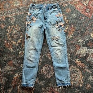 Floral Embroidered Abercrombie & Fitch Jeans